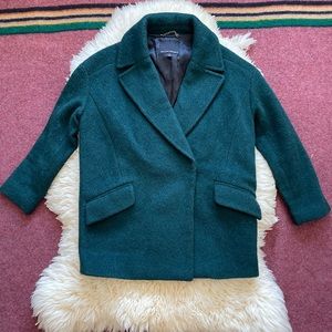 Banana Republic mohair Blend Sz XSP Double Breasted Cocoon Coat Wool Green